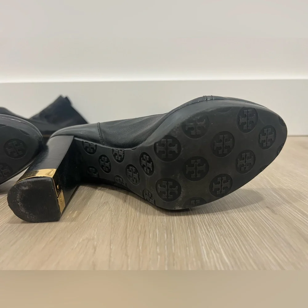 Tory Burch black high leather boots. Size 9M
